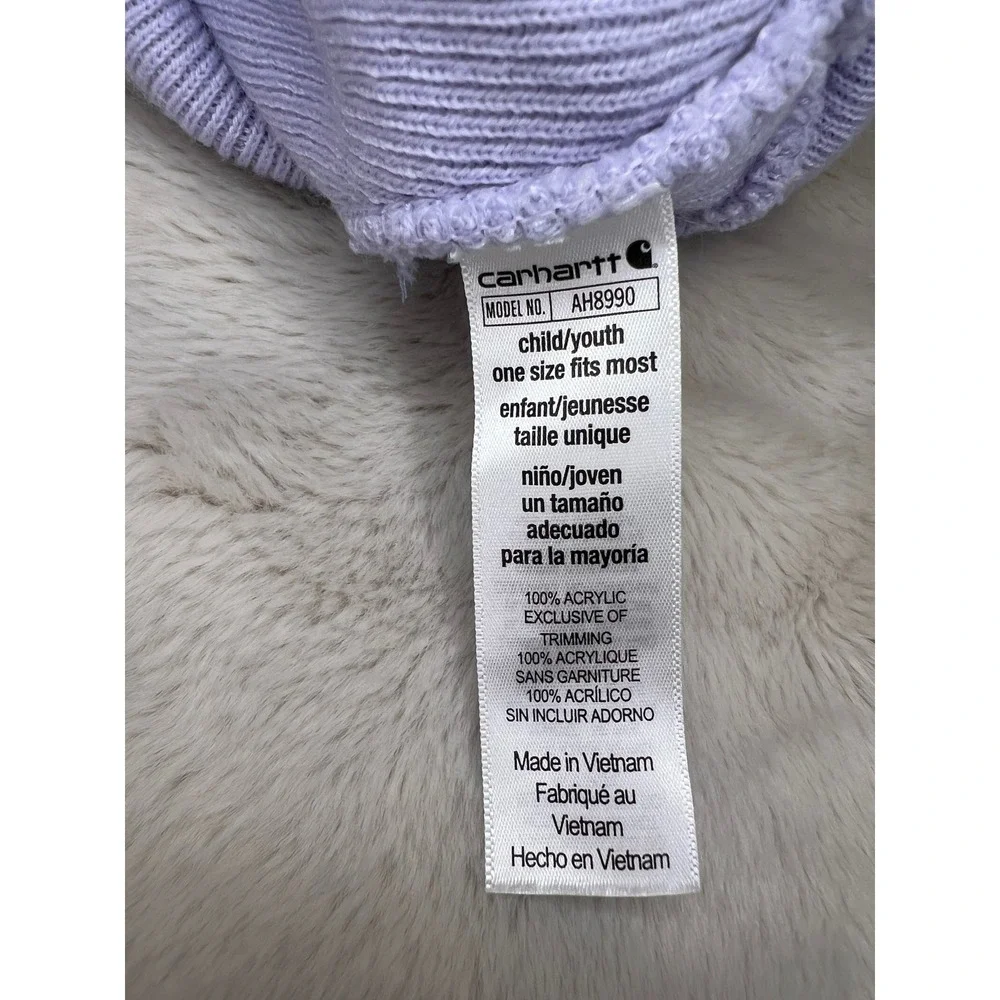 Carhartt Youth Beanie Knit Logo Patch Hat Lavender Purple AH8990 OS
